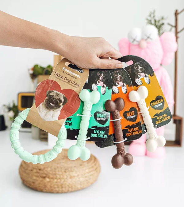 British Rosewood pet antibacterial dog toys rubber molar bone cleaning ring elastic ball puppy toys