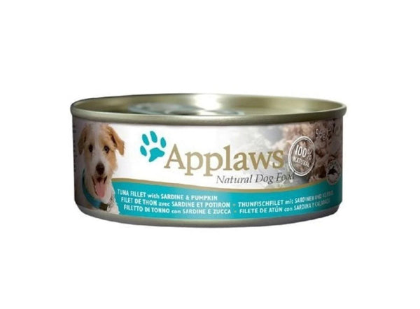 Natural canned tuna fillet, sardine and pumpkin for dogs 