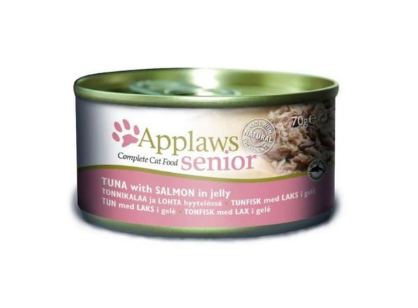 Canned tuna and salmon jelly for elderly cats 