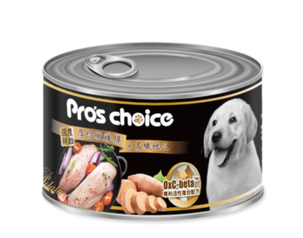 Pro's choice - 厚切嫩雞排＋高纖地瓜湯營養狗罐頭 濕糧 主食罐 165g (W04)